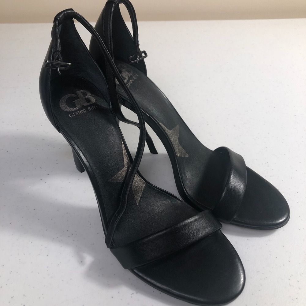Gianni Bini Womens 9.5M Sexy Black Strappy High Heel Open‎ Toe Sandals HOCO Glam